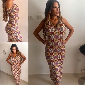 Geometric Halter Dress